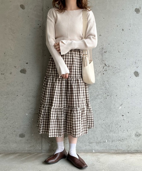 スカート フレンチガーリーチェックティアードスカート : ZOZOTOWN
