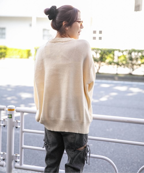 ニット セーター 「USAフラッグ×オーバーシルエット」レディース 主役