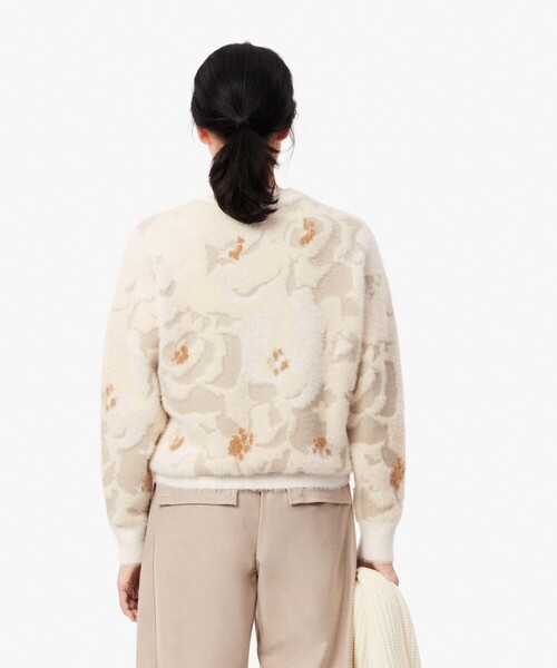 LACOSTE ニット セーター フローラルジャカードシャギーニットセーター 