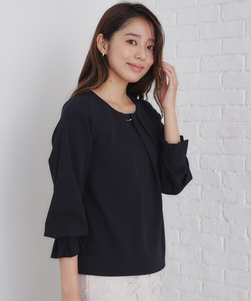 liten／Candy blouse/キャンディブラウス/ブラック/美品 index tシャツ キャンディースリーブタックトップス「洗濯機洗い