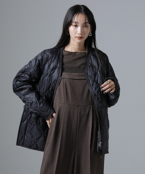 タイオンTAION ミリタリー ノーカラー ロングダウン ブラック TAION（タイオン） ダウンコート ダウンジャケット TAION/ミリタリー