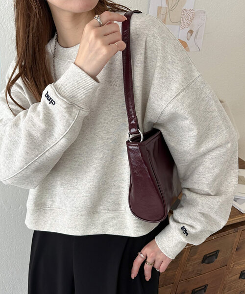 tシャツ 「新色追加/WEB限定」袖ロゴ刺繍ショートスウェット レディース Discoat tシャツ 「新色追加/WEB限定」袖ロゴ刺繍ショート