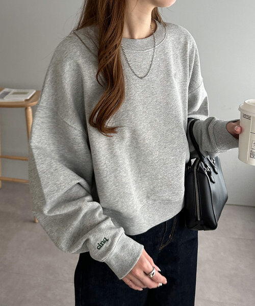 tシャツ 「新色追加/WEB限定」袖ロゴ刺繍ショートスウェット レディース Discoat tシャツ 「新色追加/WEB限定」袖ロゴ刺繍ショート