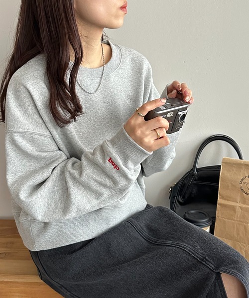 tシャツ 「新色追加/WEB限定」袖ロゴ刺繍ショートスウェット レディース Discoat tシャツ 「新色追加/WEB限定」袖ロゴ刺繍ショート