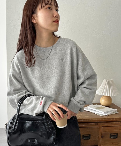 tシャツ 「新色追加/WEB限定」袖ロゴ刺繍ショートスウェット レディース Discoat tシャツ 「新色追加/WEB限定」袖ロゴ刺繍ショート