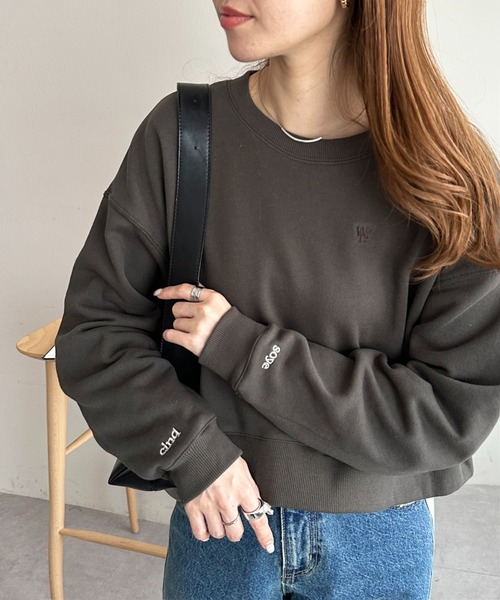 tシャツ 「新色追加/WEB限定」袖ロゴ刺繍ショートスウェット レディース Discoat tシャツ 「新色追加/WEB限定」袖ロゴ刺繍ショート