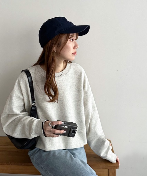 tシャツ 「新色追加/WEB限定」袖ロゴ刺繍ショートスウェット レディース Discoat tシャツ 「新色追加/WEB限定」袖ロゴ刺繍ショート