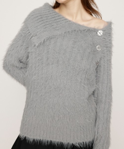 ニット セーター 「MAYWAY」SIDE BUTTON SHAGGY TUNIC サイド ボタン シャギー チュニック レディース SLY ニット セーター 「MAYWAY」SIDE BUTTON SHAGGY TUNIC