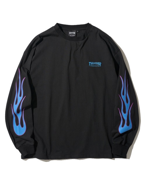 THRASHER × WIND AND SEA フレイム 長袖Tシャツ XL THRASHER tシャツ 「THRASHER / スラッシャー」フレイムロゴ刺繍