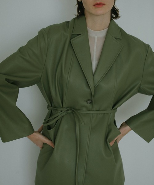 MANOF（マノフ） コート アウター FAUX LEATHER JACKET レディース