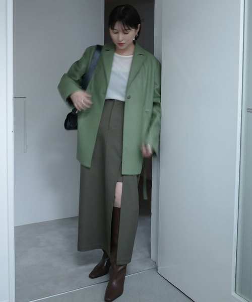 MANOF（マノフ） コート アウター FAUX LEATHER JACKET レディース