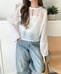 ブラウス シャツ 夏 袖口メッシュが抜け感前後...の詳細画像5