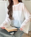 ブラウス シャツ 夏 袖口メッシュが抜け感前後...の詳細画像2