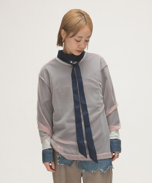 tシャツ maturely / シャンブレー インサイドアウト ロングスリーブ レディース