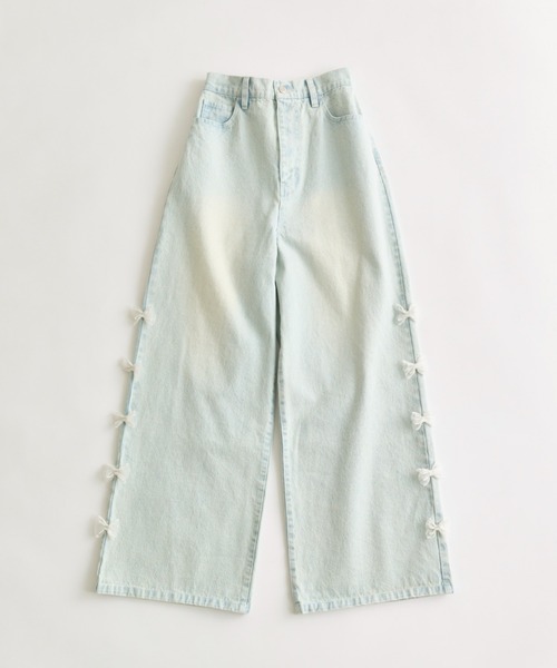 OLIVE des パンツ サイドラインリボンデニムパンツ レディース