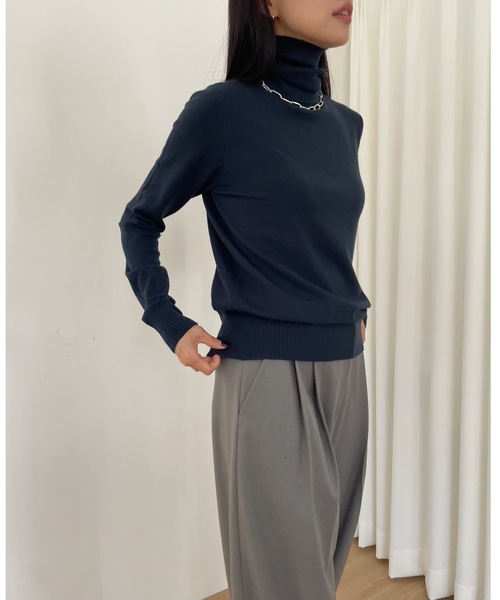 「Didot.showroom」 タートルネックニット FREE ネイビー レディース_画像9