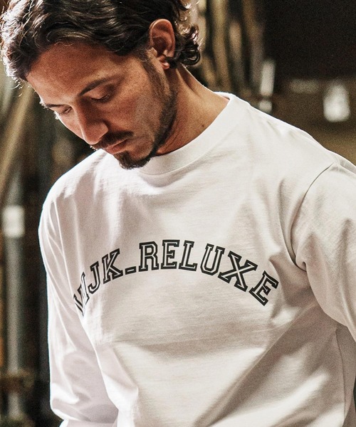 wjk reluxe tシャツ mlt5079-college arch logo print long sleeve tee