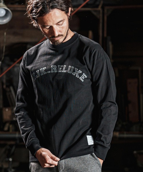 wjk reluxe tシャツ mlt5079-college arch logo print long sleeve tee 