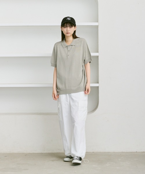 「flaner」 半袖ニット MEDIUM カーキ レディース_画像3