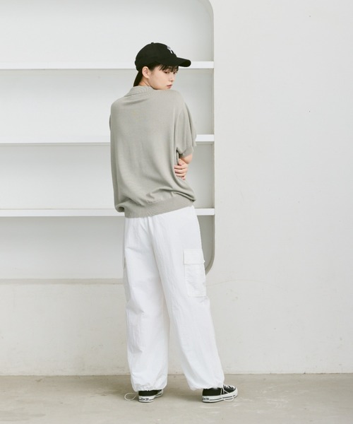 「flaner」 半袖ニット MEDIUM カーキ レディース_画像5