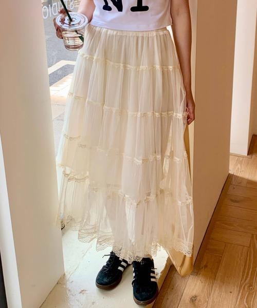 スカート チュールティアードロングスカート : ZOZOTOWN Yahoo!店