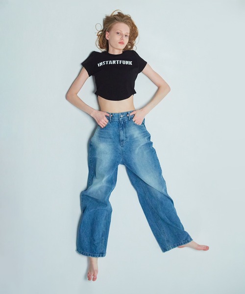 tシャツ 「INSTANTFUNK」ワンスリーブレス Tシャツ レディース ワンフォークロージング 1111clothing ◇STARTER ショート丈