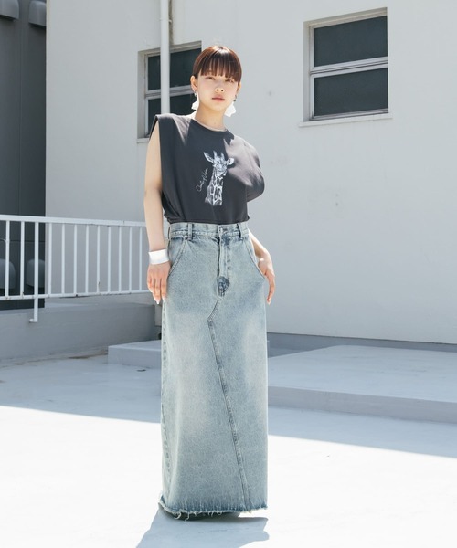 カットソー(半袖/袖なし) KBF KBF（ケービーエフ） tシャツ ノースリーブプリントカットソー