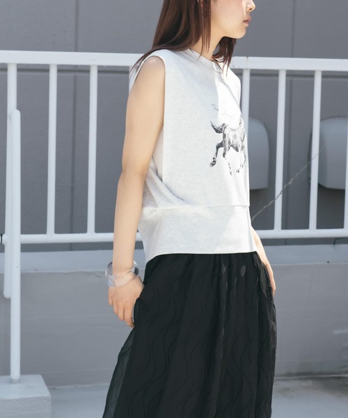 カットソー(半袖/袖なし) KBF KBF（ケービーエフ） tシャツ ノースリーブプリントカットソー