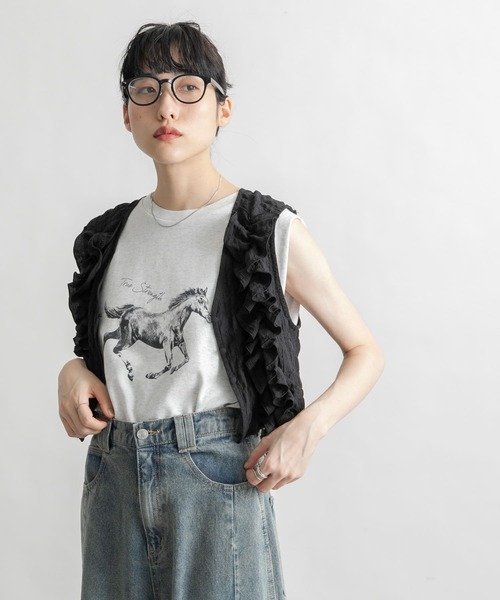 カットソー(半袖/袖なし) KBF KBF（ケービーエフ） tシャツ ノースリーブプリントカットソー