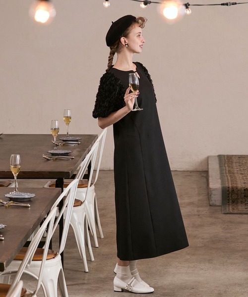 BONLECILL noir ドレス 「BONLECILL noir」フラワージャガードバルーン