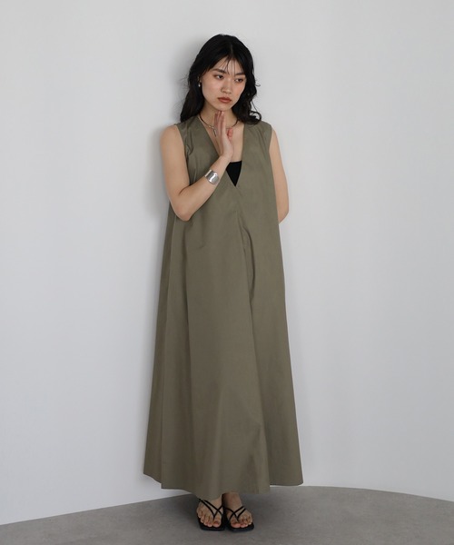 ENC ワンピース V neck volume flare one piece / Vネック