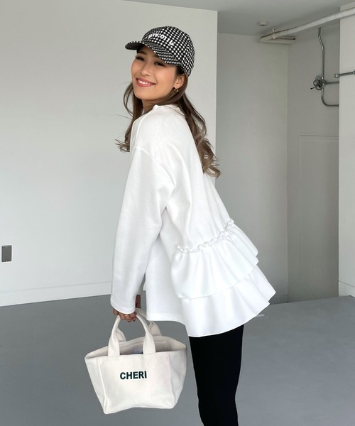 tシャツ バックフリルロングTEEカットソー レディース