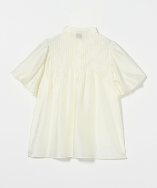 ユナイテッドアローズ　ピンタックショートスリーブブラウス　オフホワイト UNITED ARROWS ブラウス シャツ シルキーピンタック ショート