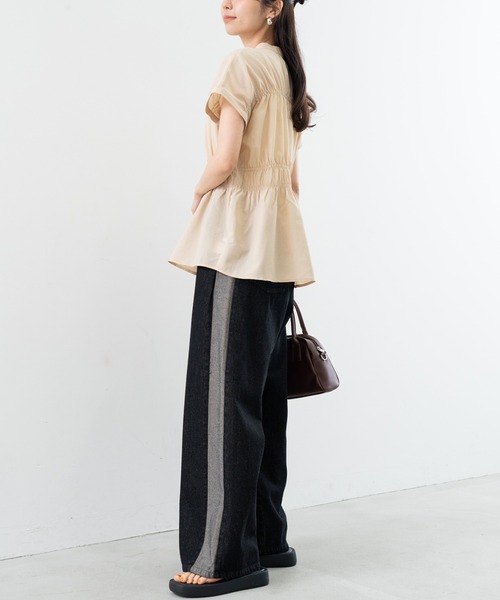 新品タグ付☆ZARAstudio collectionシャーリングロングブラウス SENSE OF PLACE by URBAN RESEARCH ブラウス シャツ フロントホック