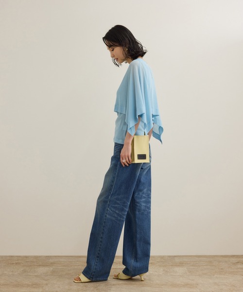 【ブルー（44）】【洗える】シアーフライスケープセットプルオーバー ROPE'（ロペ） tシャツ 「洗える」シアーフライスケープセットプル