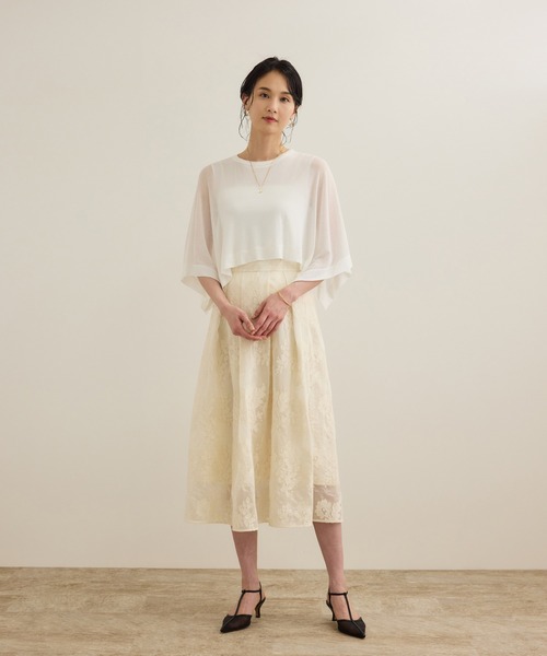 【ホワイト（10）】【洗える】シアーフライスケープセットプルオーバー ROPE'（ロペ） tシャツ 「洗える」シアーフライスケープセットプル