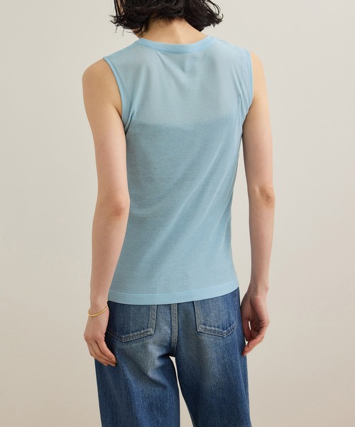【ブルー（44）】【洗える】シアーフライスケープセットプルオーバー ROPE'（ロペ） tシャツ 「洗える」シアーフライスケープセットプル