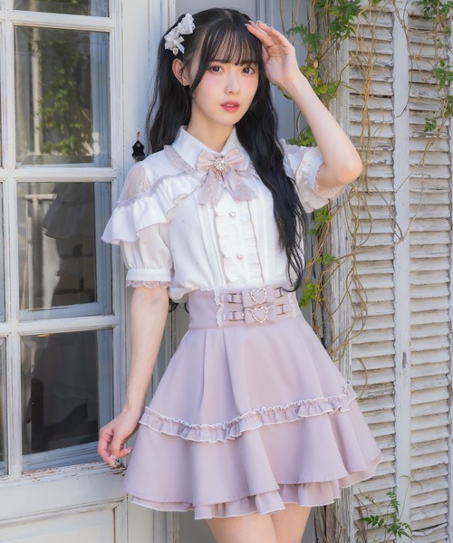 ROJITA（ロジータ） ブラウス シャツ 半袖 ハートフロッキー半袖フリル