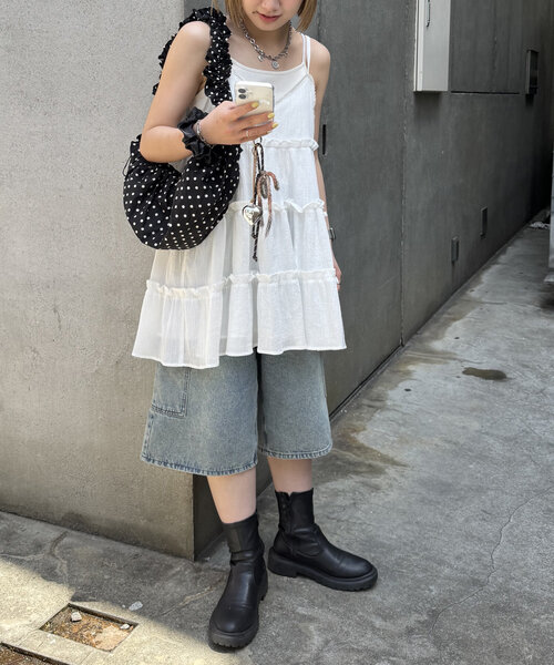 w closet ワンピース 「3色展開」ティアードミニキャミ