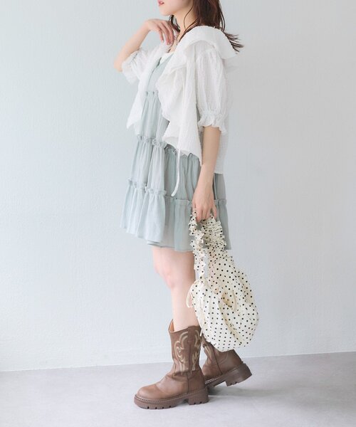 w closet ワンピース 「3色展開」ティアードミニキャミ