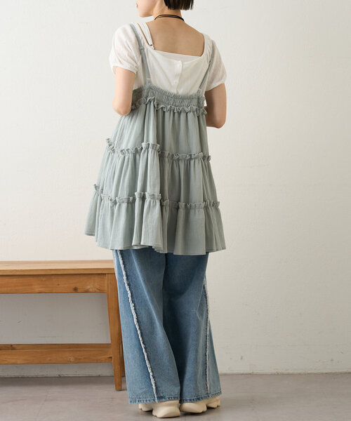 w closet ワンピース 「3色展開」ティアードミニキャミ
