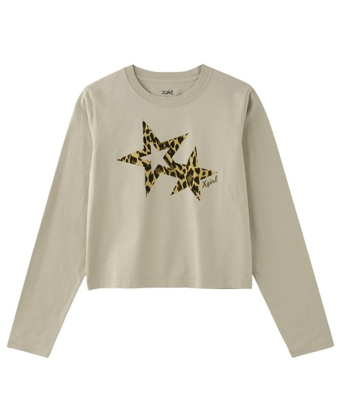tシャツ LEOPARD STAR L/S BABY TEE レディース X-girl tシャツ LEOPARD STAR L/S BABY TEE レディース