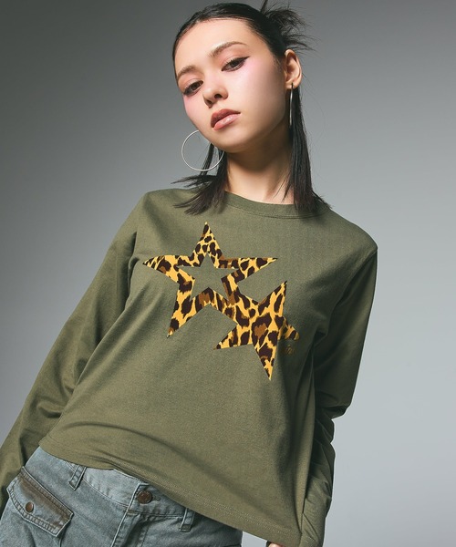 tシャツ LEOPARD STAR L/S BABY TEE レディース