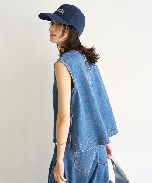 ブラウス シャツ 「UVカット/遮熱」UNFILO DENIM LIGHT ノースリーブブラウス レディース UNFILO ブラウス シャツ 「UVカット/遮熱」UNFILO DENIM LIGHT