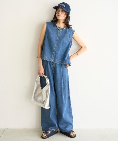 ブラウス シャツ 「UVカット/遮熱」UNFILO DENIM LIGHT ノースリーブブラウス レディース UNFILO｜【UVカット/遮熱】UNFILO DENIM LIGHT ノースリーブ