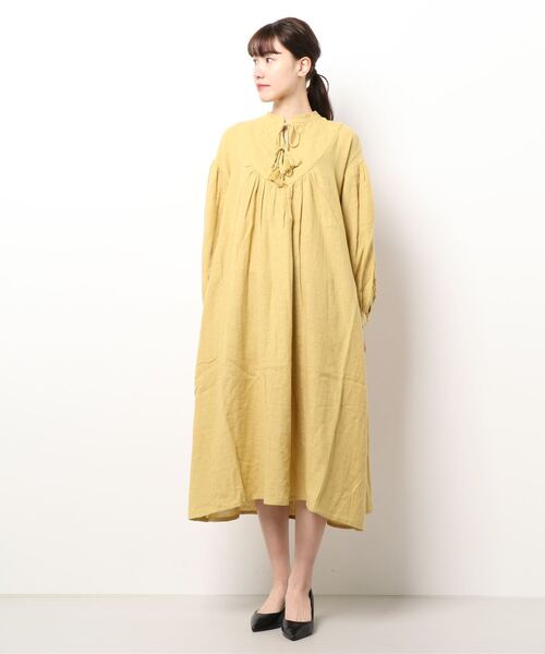 Samansa Mos2（サマンサモスモス） 長袖ワンピース フリ- ベージュ