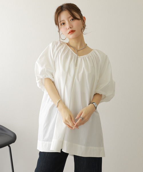 レディース 美品♪ビアズリー ギャザースリーブオーバーブラウス 