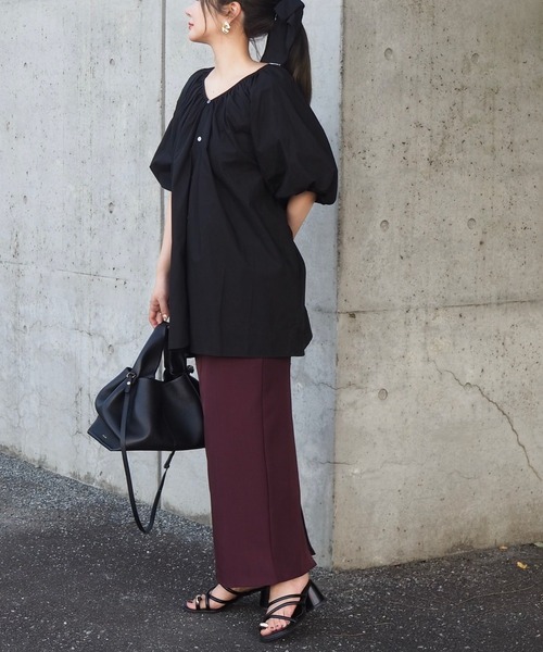 ブラウス シャツ cotton volume sleeve blouse /コットンギャザー 