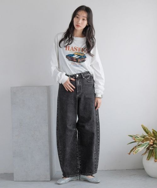 「LOWRYS FARM」 加工デニムパンツ MEDIUM ライトブルー レディース