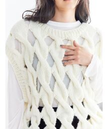 ニット セーター 透かし編みデザインハンドニットベスト レディース｜ZOZOTOWN Yahoo!店